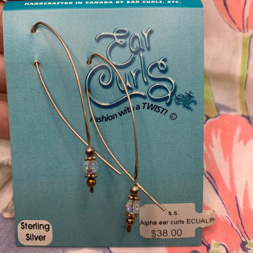Sterling Silver/Clear Crystals/SS beads Ear Wire